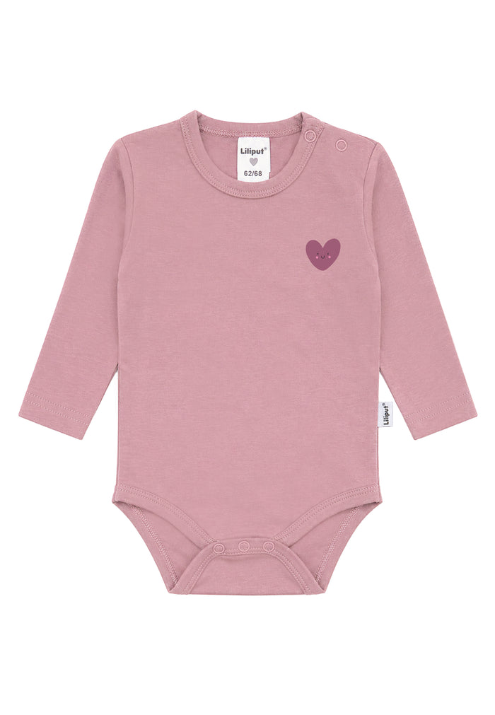 Liliput Shirtbody Langarm "Smiley Herz" Rosenholz