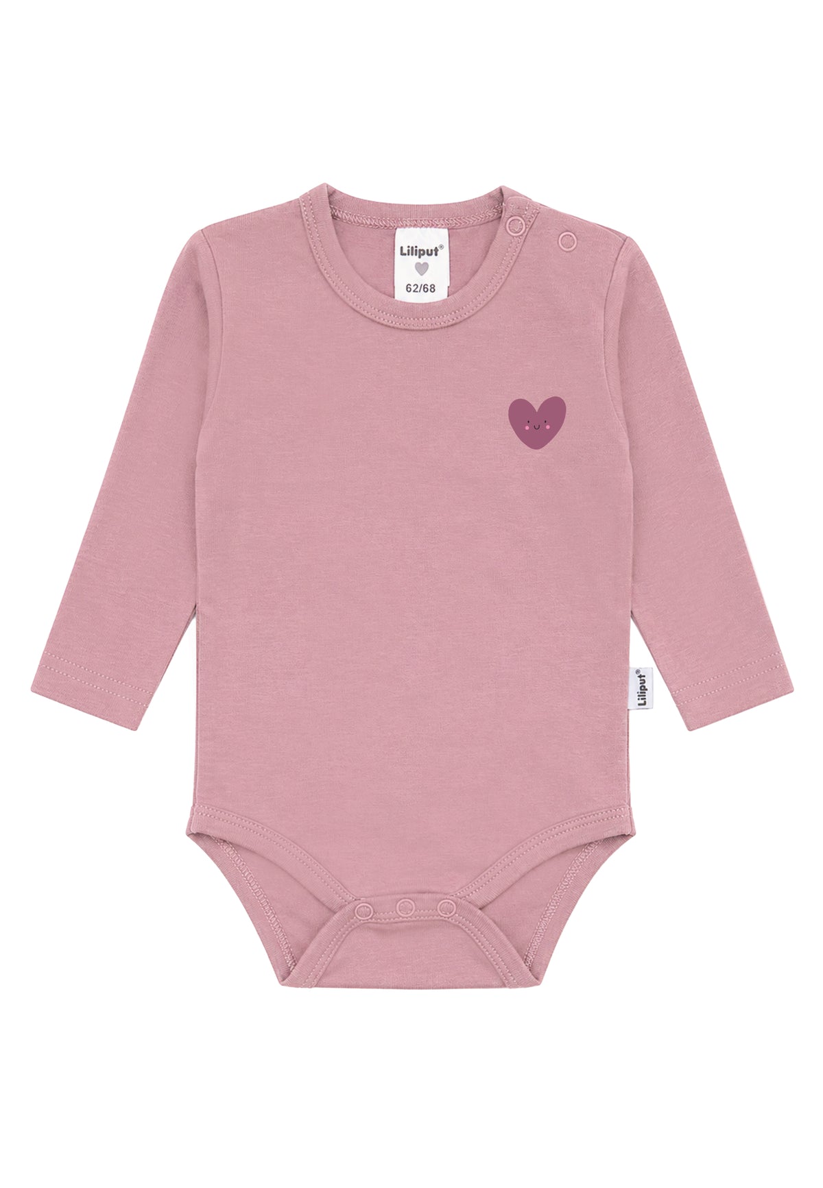 Liliput Shirtbody Langarm "Smiley Herz" Rosenholz