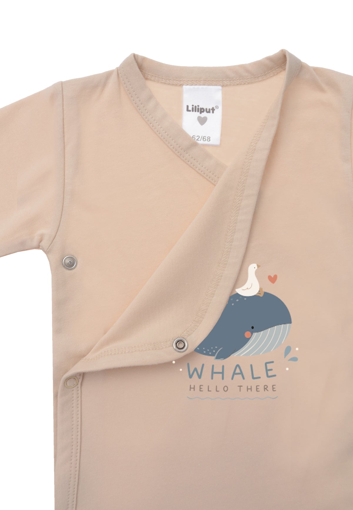 2er-Pack Langarm-Wickelbodys beige und geringelt mit Wal Print