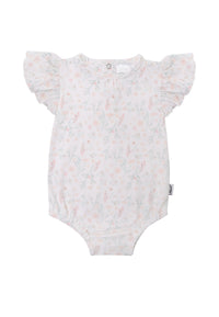 Kurzarmbody mit Rüschenärmeln und Blumenprint.