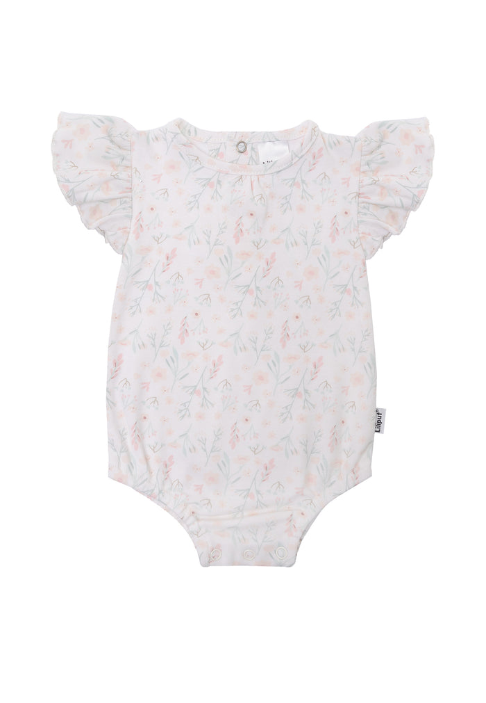 Kurzarmbody mit Rüschenärmeln und Blumenprint.