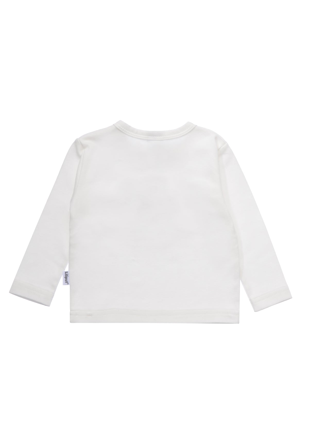 Rückseite des weißen Langarmshirts.