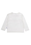 Rückseite des weißen Langarmshirts.