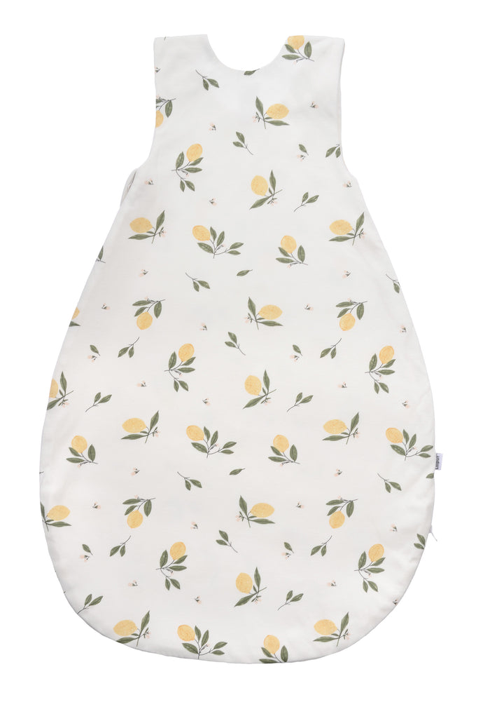 Rückseite des Schlafsacks mit niedlichem Zitronenprint.