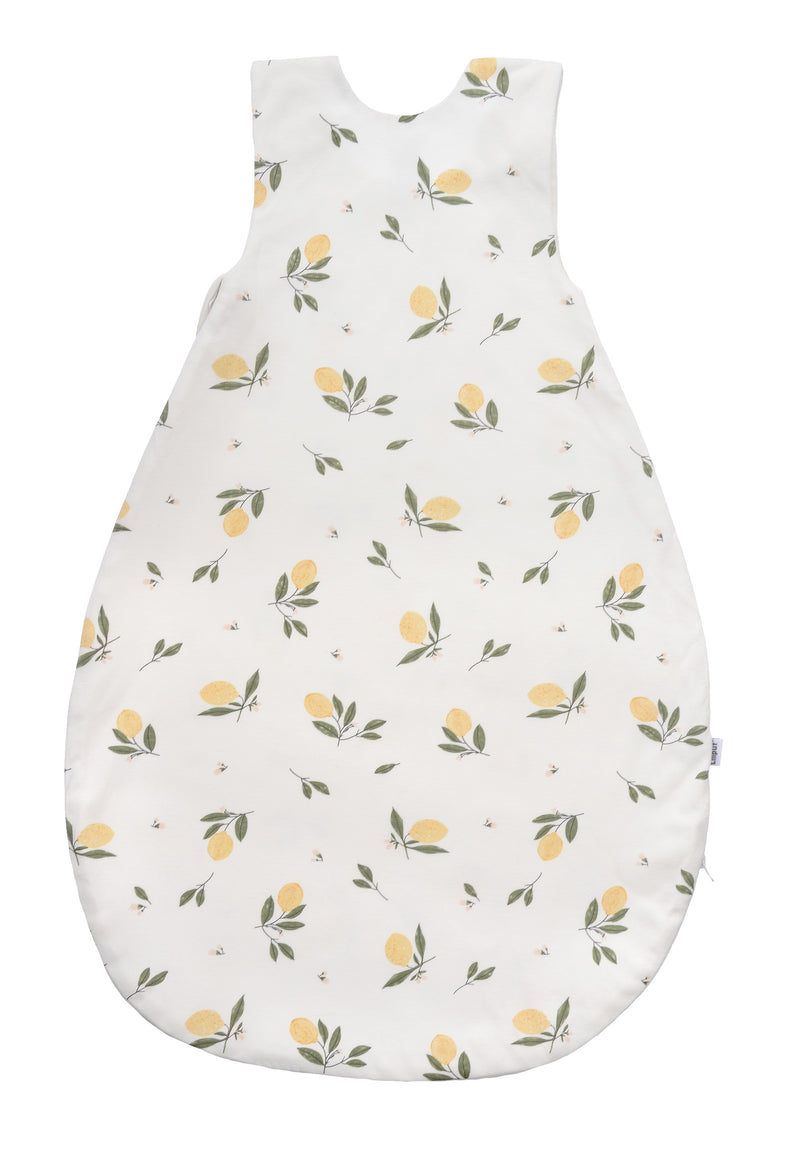 Rückseite des Schlafsacks mit niedlichem Zitronenprint.
