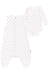 2-teiliges Baby-Schlafset mit Herzchenprint in Weiß & Rot