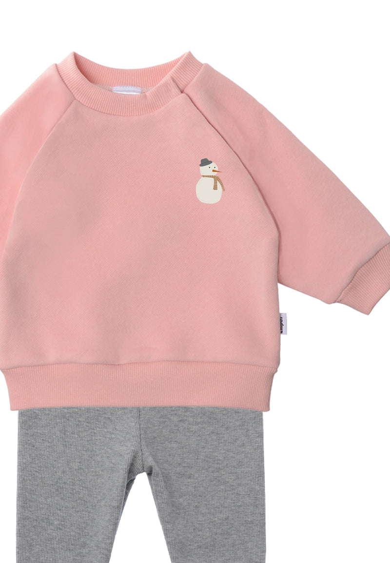 Set mit Sweatshirt in rosa und Leggings "Schneemann"