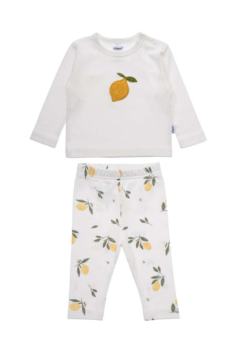3-teiliges Kinderset Little Lemon – Jacke, Shirt & Leggings mit Zitronenprint