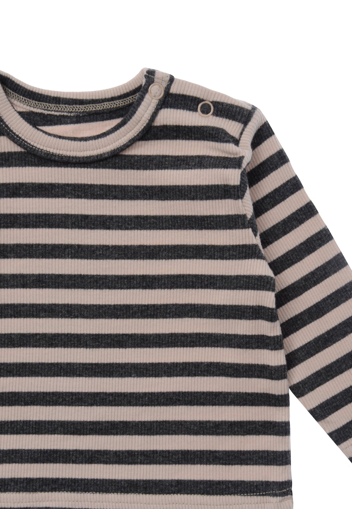 Langarmshirt in grau melange-beige-gestreift Detailfoto
