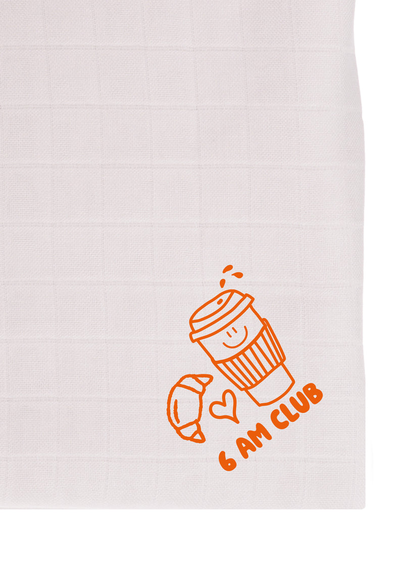 2er-Pack Premium-Musselintücher in apricot und grau "6 am Club" Print