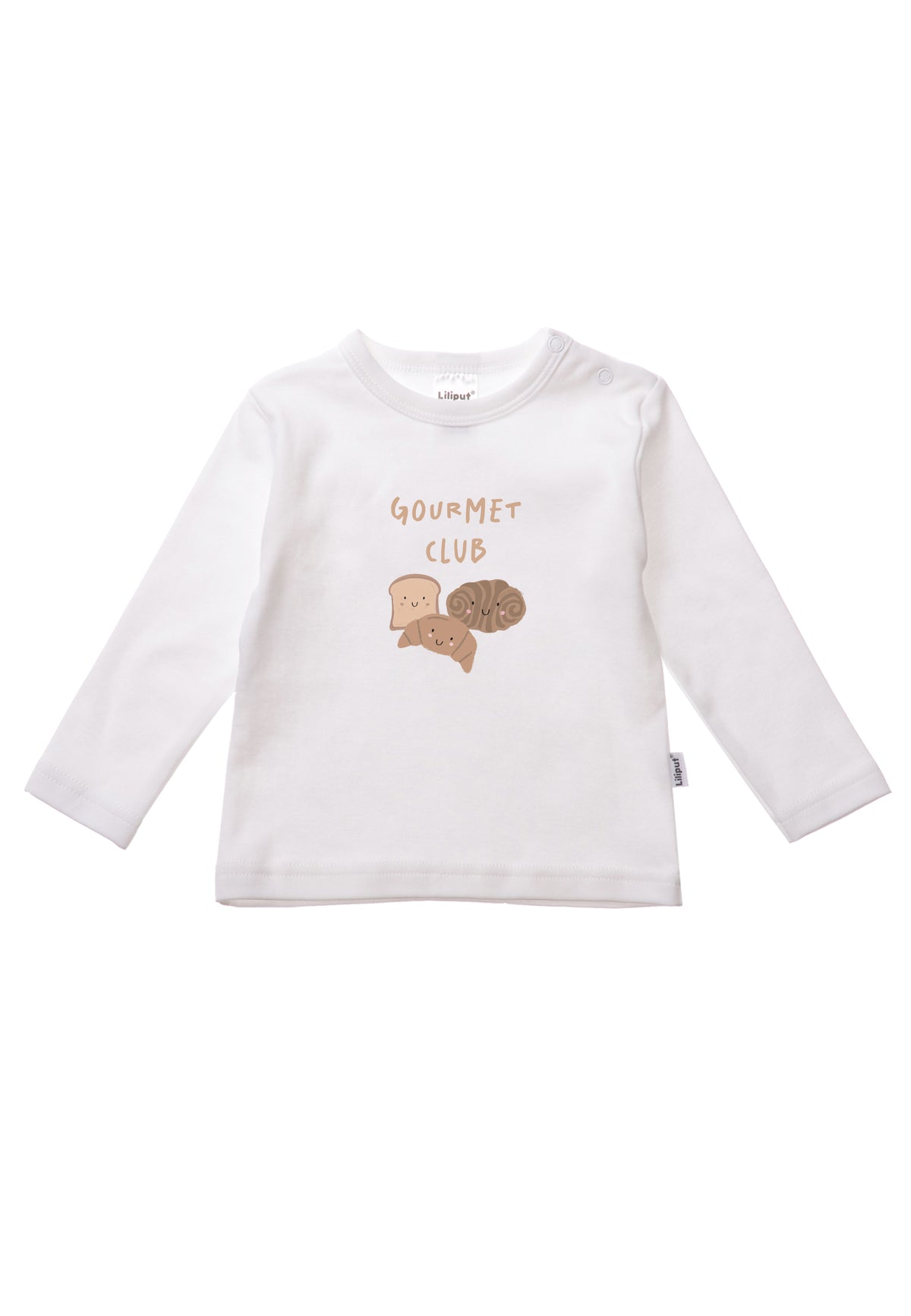 Weißes Langarmshirt mit Print "Gourmet Club".