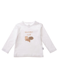 Weißes Langarmshirt mit Print "Gourmet Club".