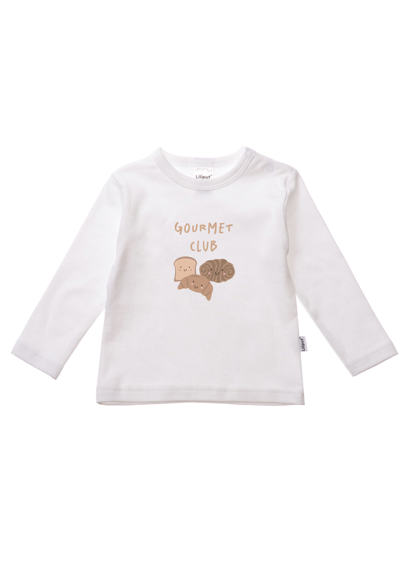 Weißes Langarmshirt mit Print "Gourmet Club".