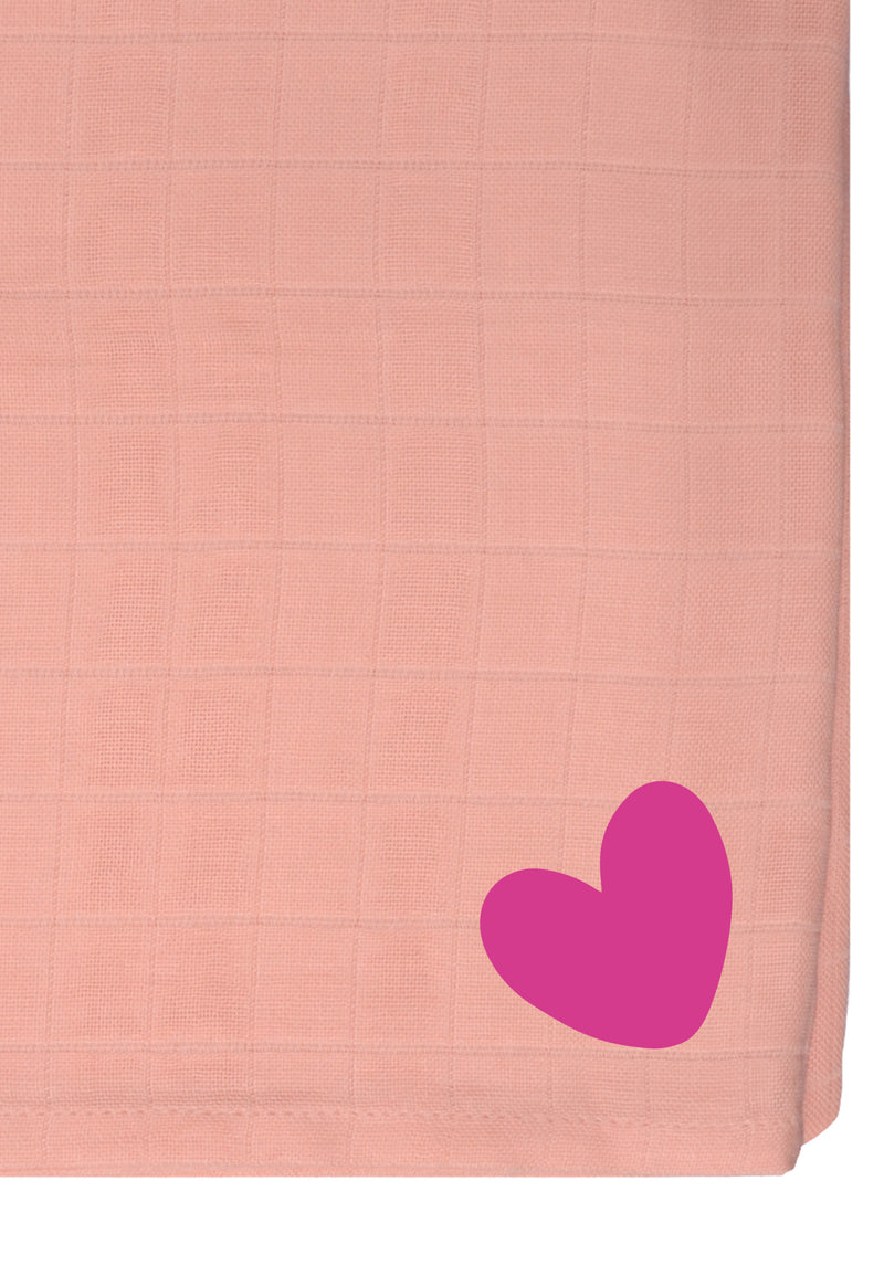 2er-Pack Premium-Musselintücher in apricot und grau mit "Herz" Print