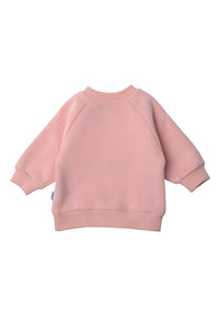 Rückseite des rosa Sweaters.