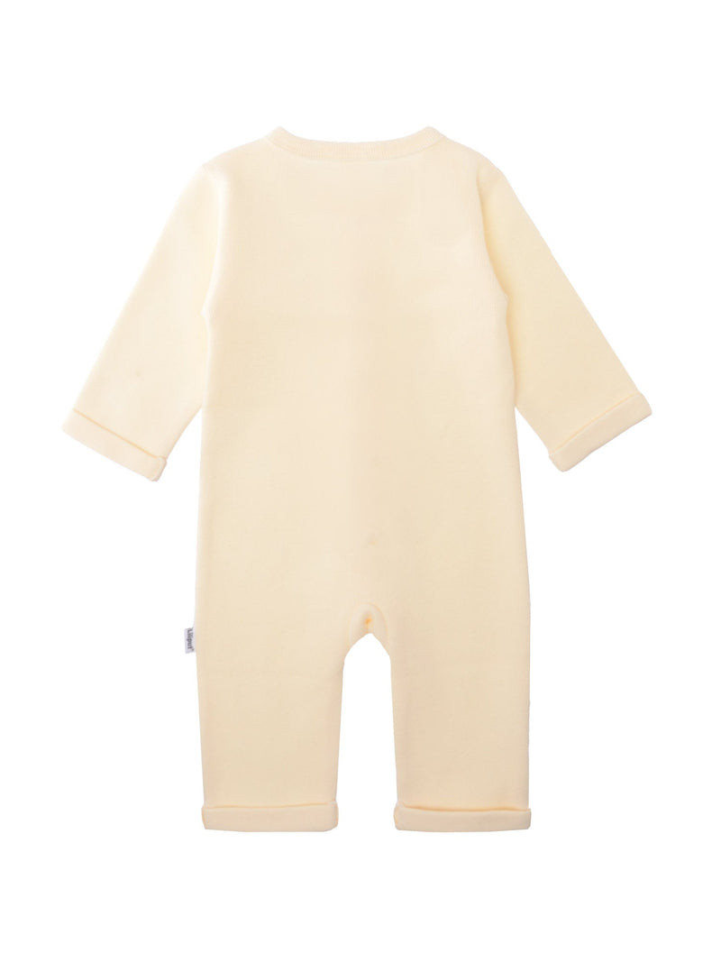 Rückseite Ribstrick Overall in ecru