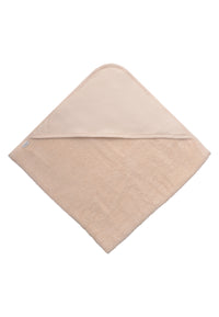 Praktisches Kapuzenbadetuch in sanftem Beige.