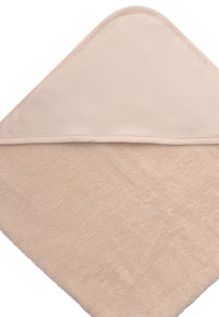 Detailansicht des Kapuzenbadetuchs in beige.