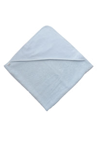 Kuschelweiches Badetuch mit Kapuze in sanftem hellblau.