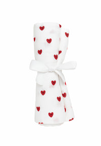 2er Pack Musselintücher in weiß und weiß mit Herzchen-Print