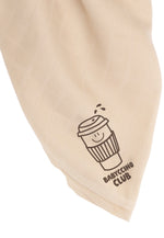 Premium-Musselintuch in beige, groß mit Print "Babyccino Club"