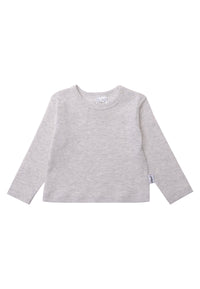Frontansicht des Langarmshirts in grau melange.