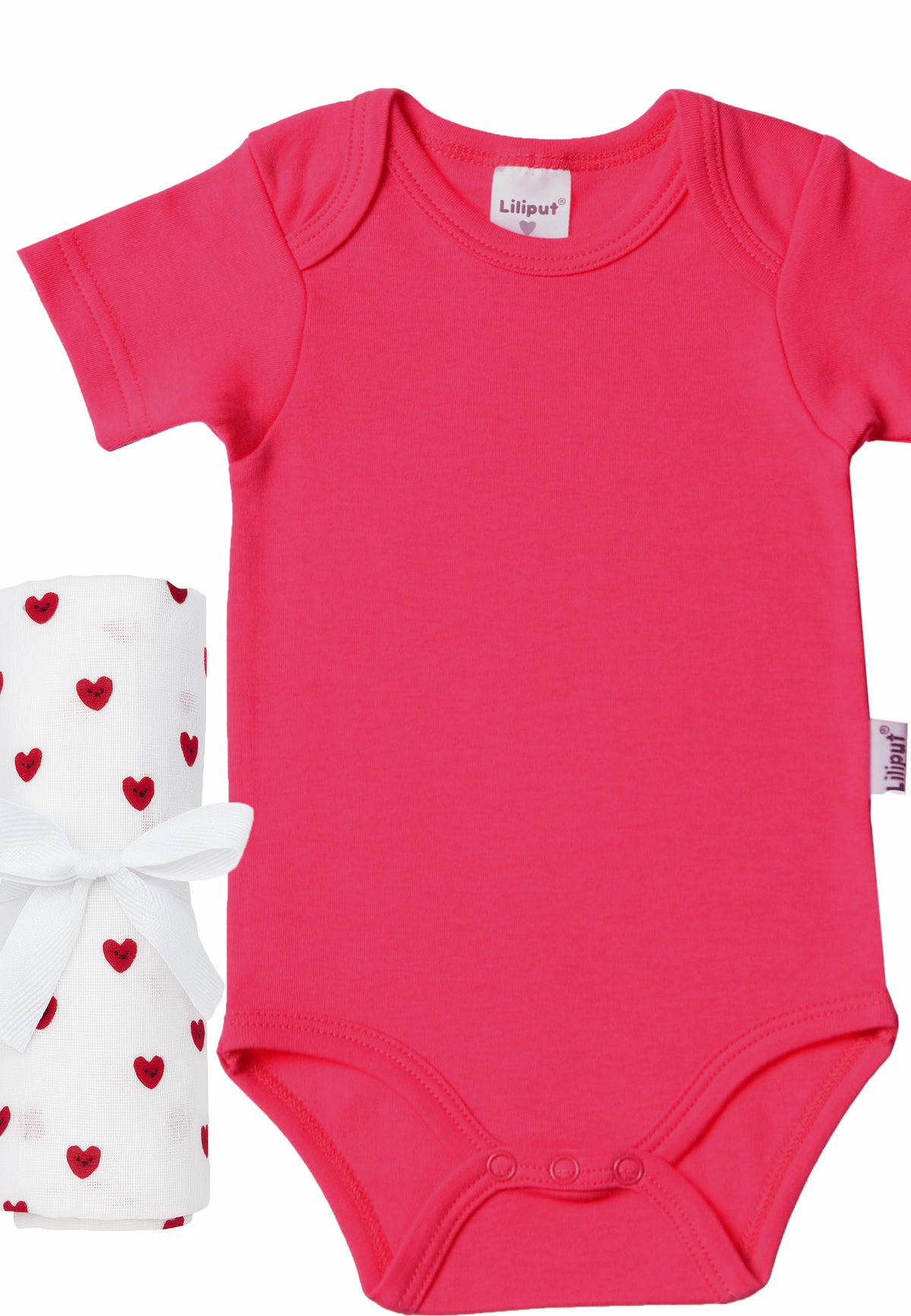 2-teiliges Set mit Body und Musselintuch in himbeer