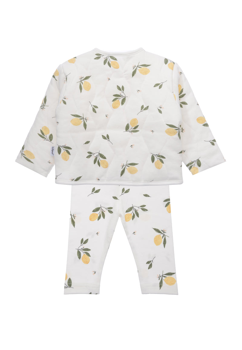 3-teiliges Kinderset Little Lemon – Jacke, Shirt & Leggings mit Zitronenprint