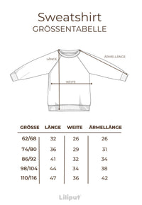Größentabelle Sweatshirt