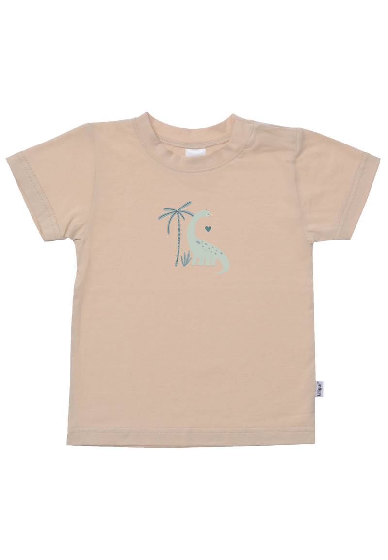 T-Shirt in beige mit Dino Aufdruck.