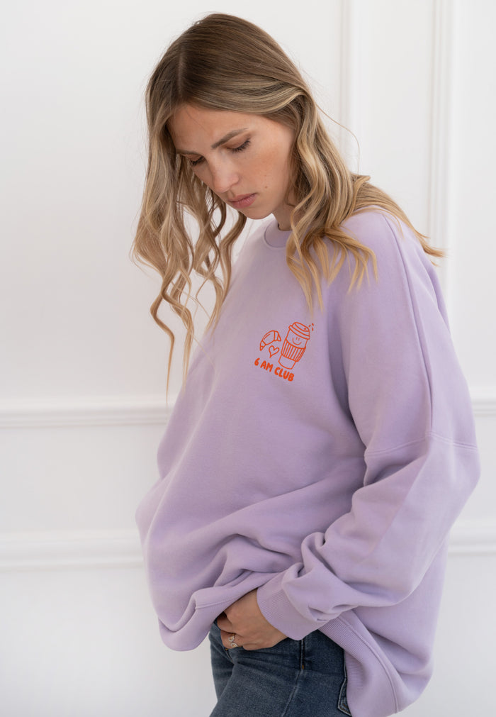 Erwachsenen Sweatshirt Coffee before Chaos flieder