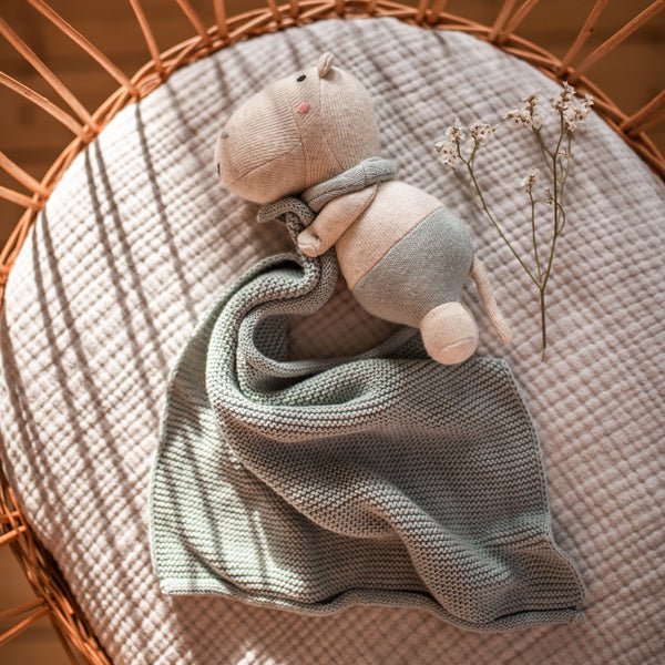 Kuscheltuch mit Hippo, hellblau von Ava & Yves