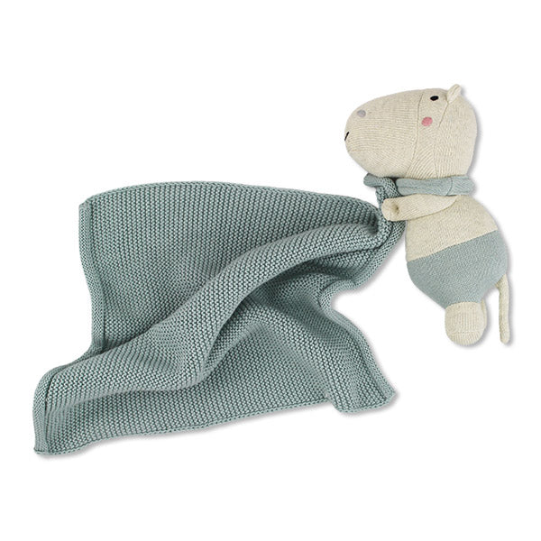 Kuscheltuch mit Hippo, hellblau von Ava & Yves