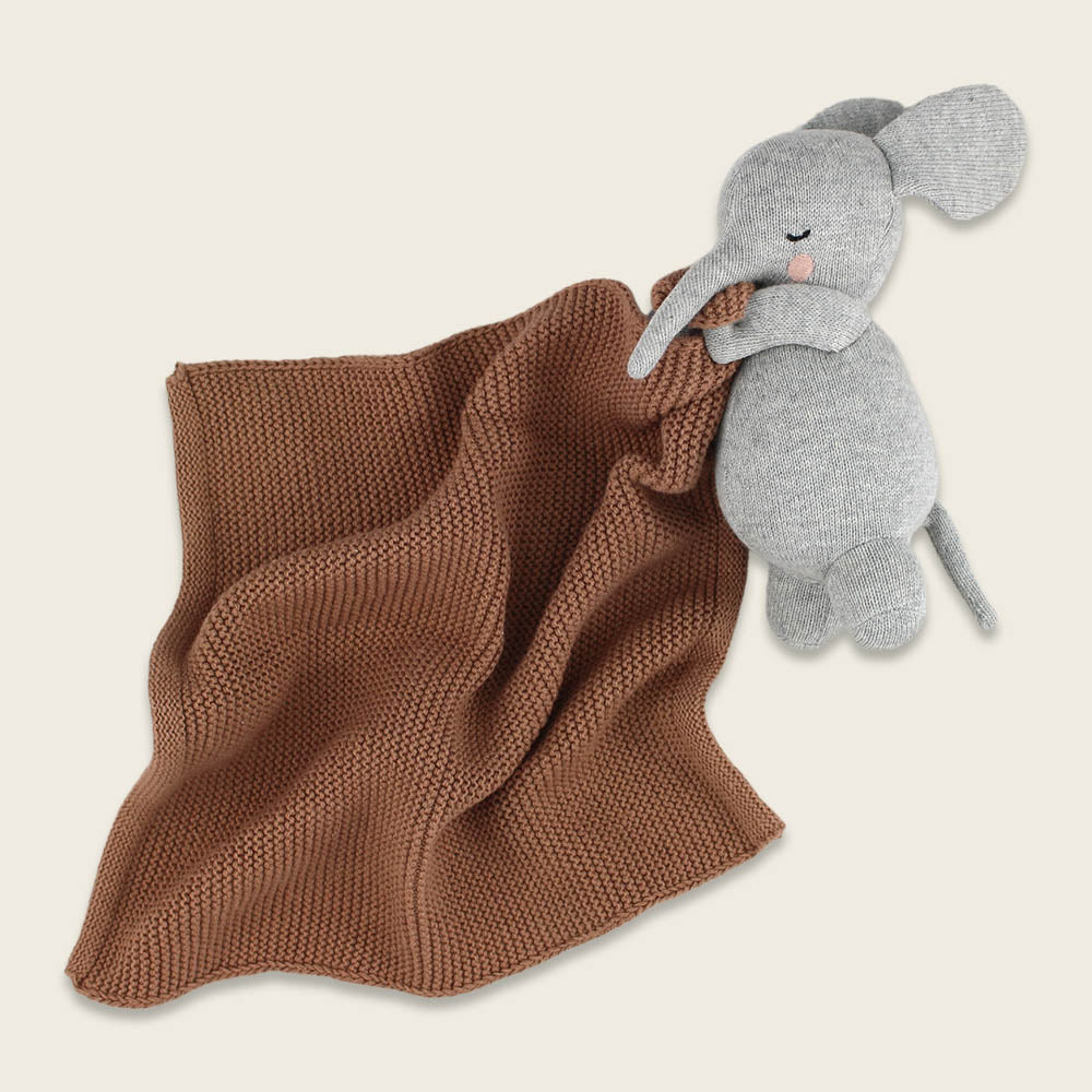 Kuscheltuch mit Elefant, grau und braun von Ava & Yves