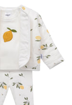 3-teiliges Kinderset Little Lemon – Jacke, Shirt & Leggings mit Zitronenprint