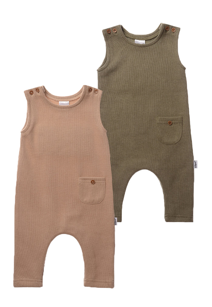 vorderseite Rib-Strick-Jumpsuit in olive/braun
