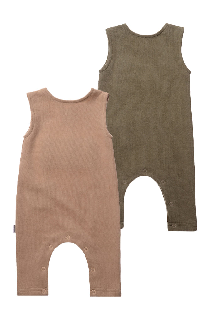 rückseite Rib-Strick-Jumpsuit in olive/braun