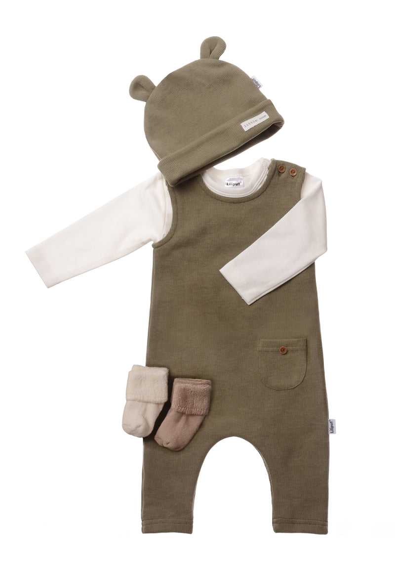 Rib-Strick-Set in olive, 5-teilig