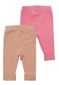 Rückansicht des Doppelpack Leggings in pink und orange.