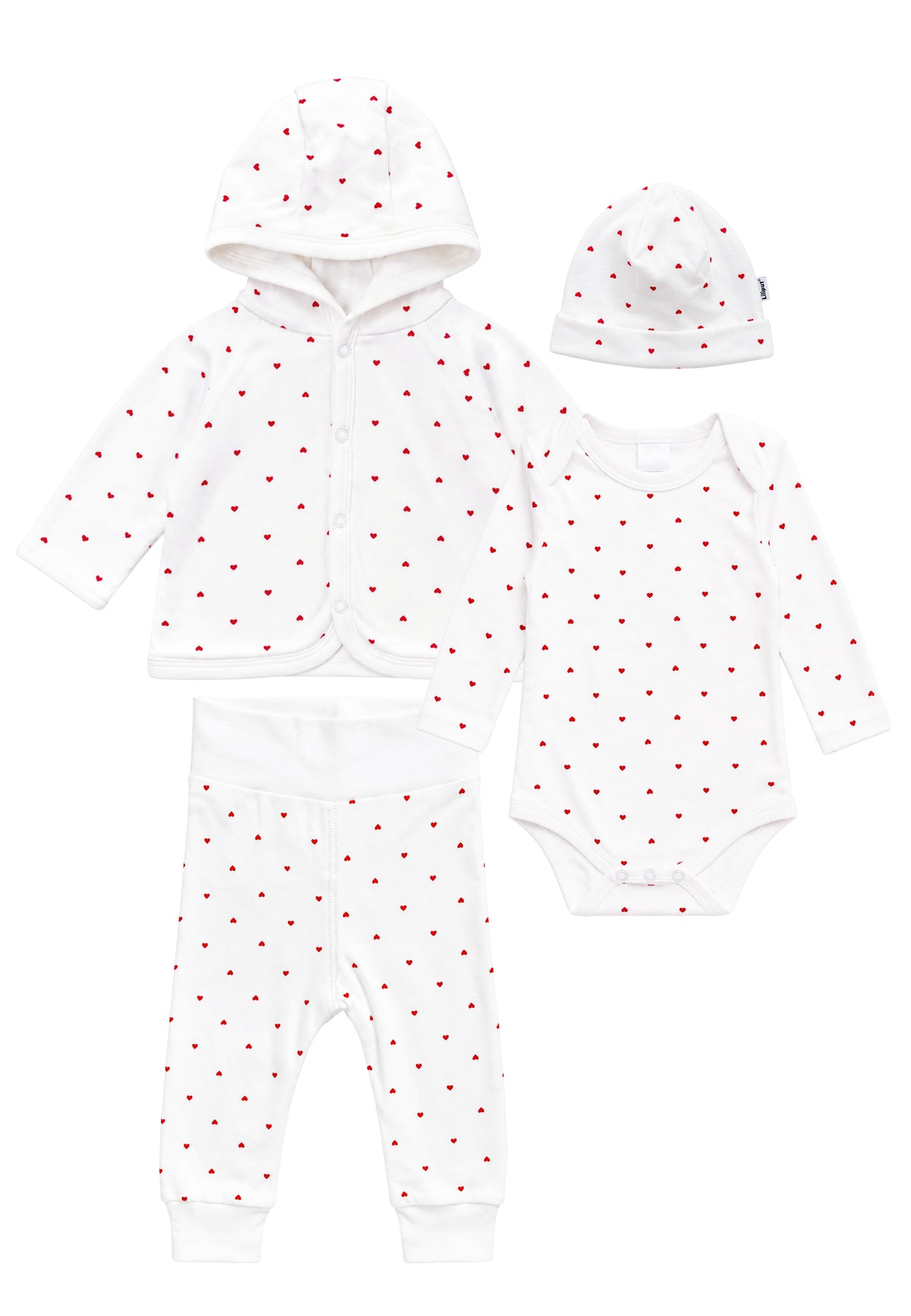 Baby-Set 4 teilig mit Herzchen Print