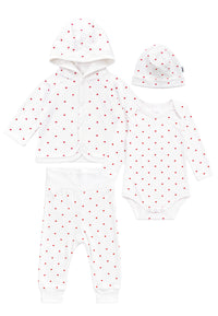 Baby-Set 4 teilig mit Herzchen Print