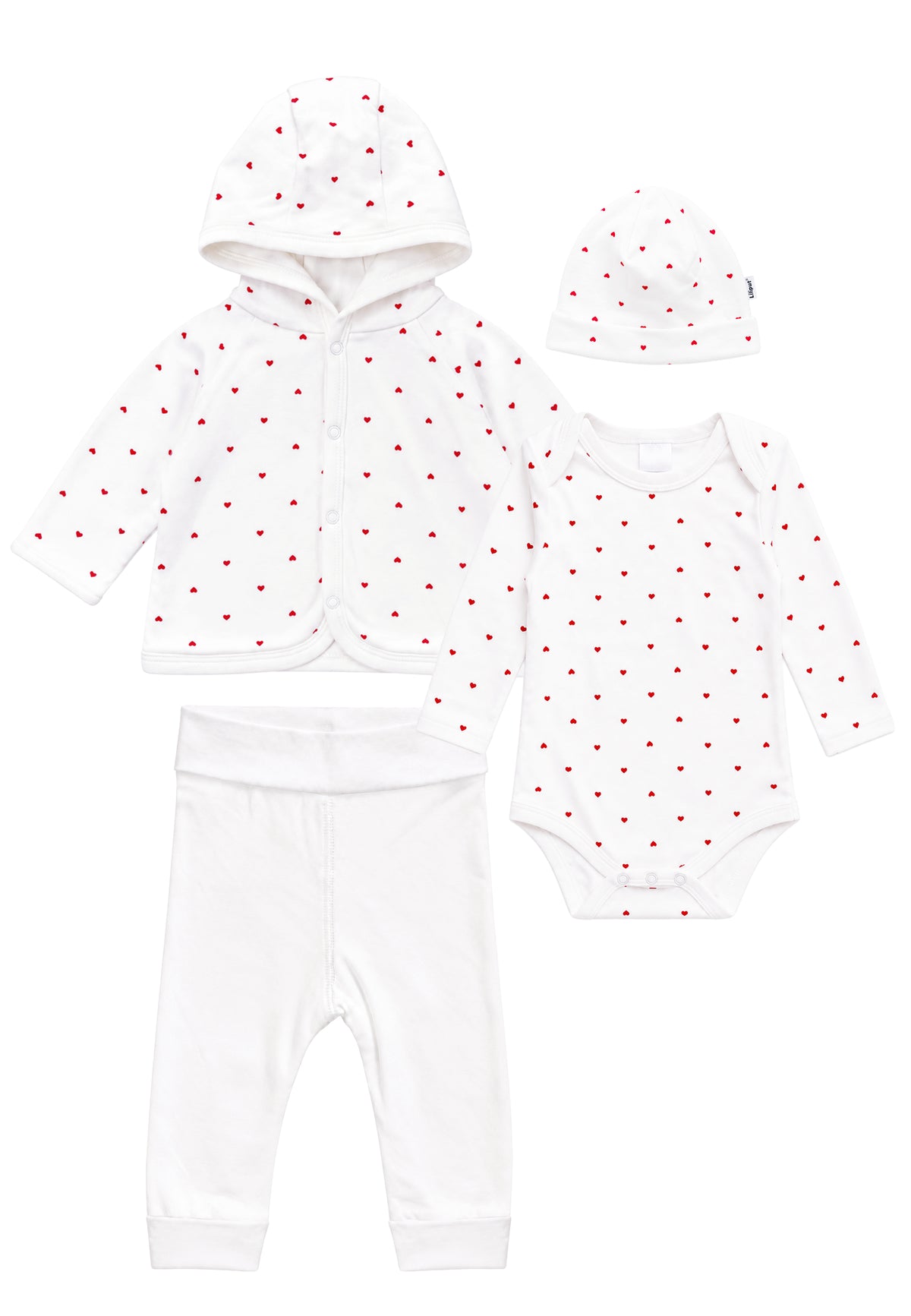 Baby-Set 4 teilig mit Herzchen Print