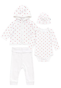 Baby-Set 4 teilig mit Herzchen Print
