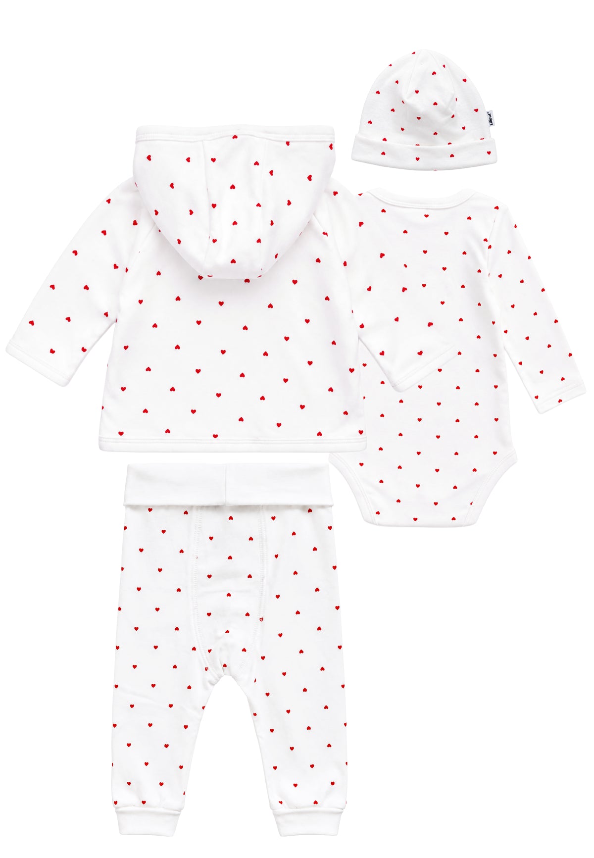 Baby-Set 4 teilig mit Herzchen Print