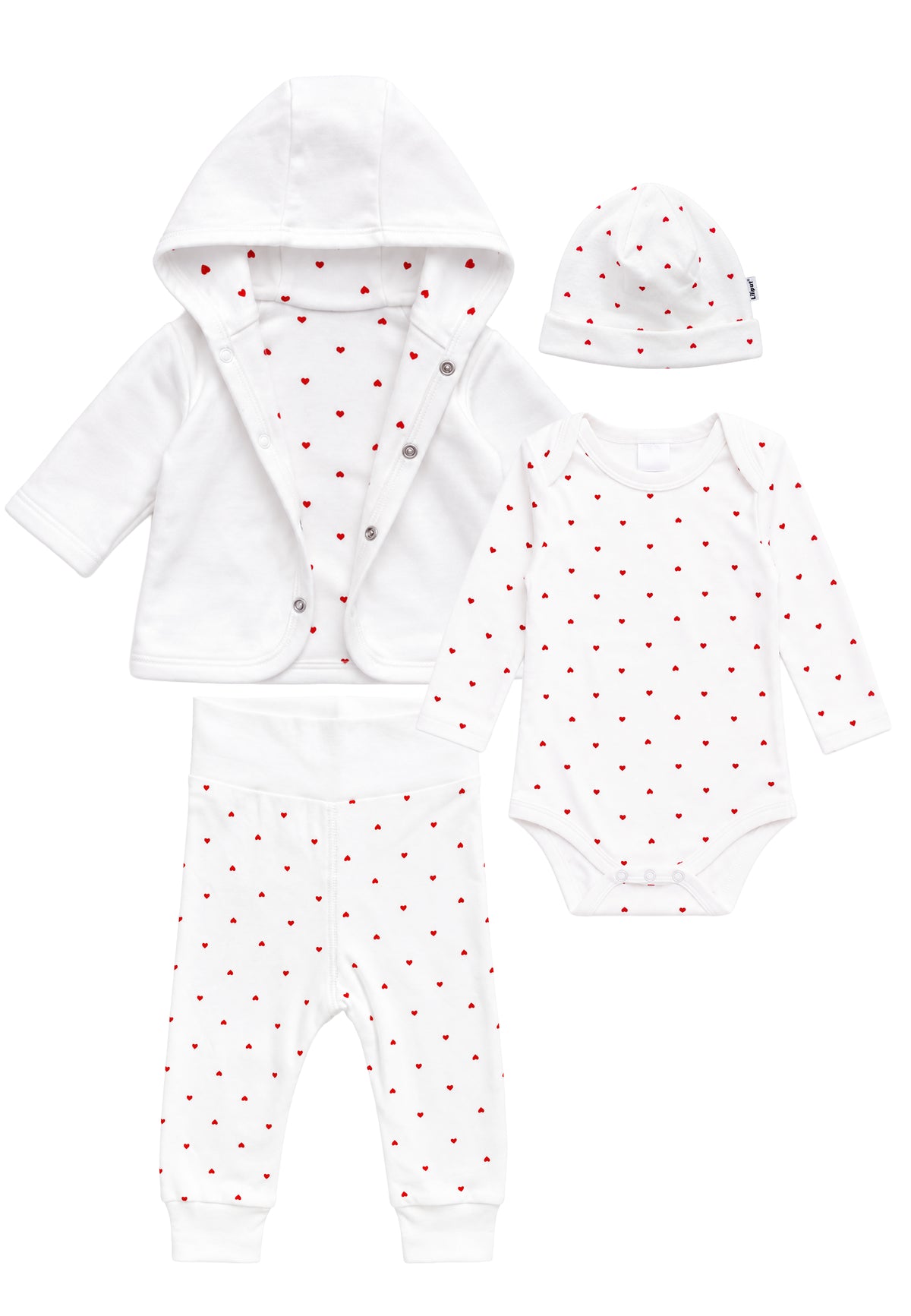 Baby-Set 4 teilig mit Herzchen Print