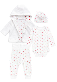 Baby-Set 4 teilig mit Herzchen Print