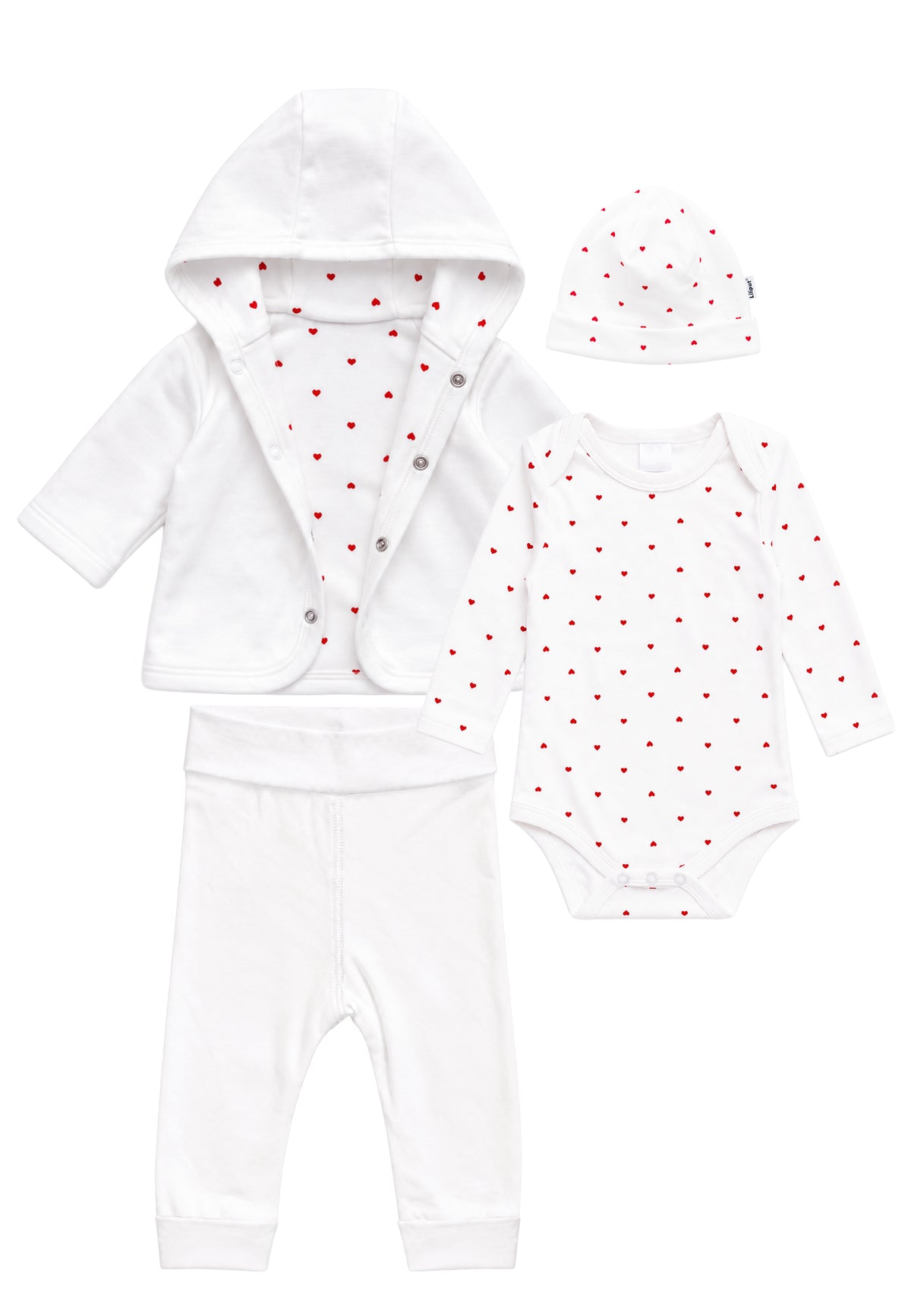 Baby-Set 4 teilig mit Herzchen Print