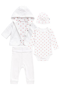 Baby-Set 4 teilig mit Herzchen Print