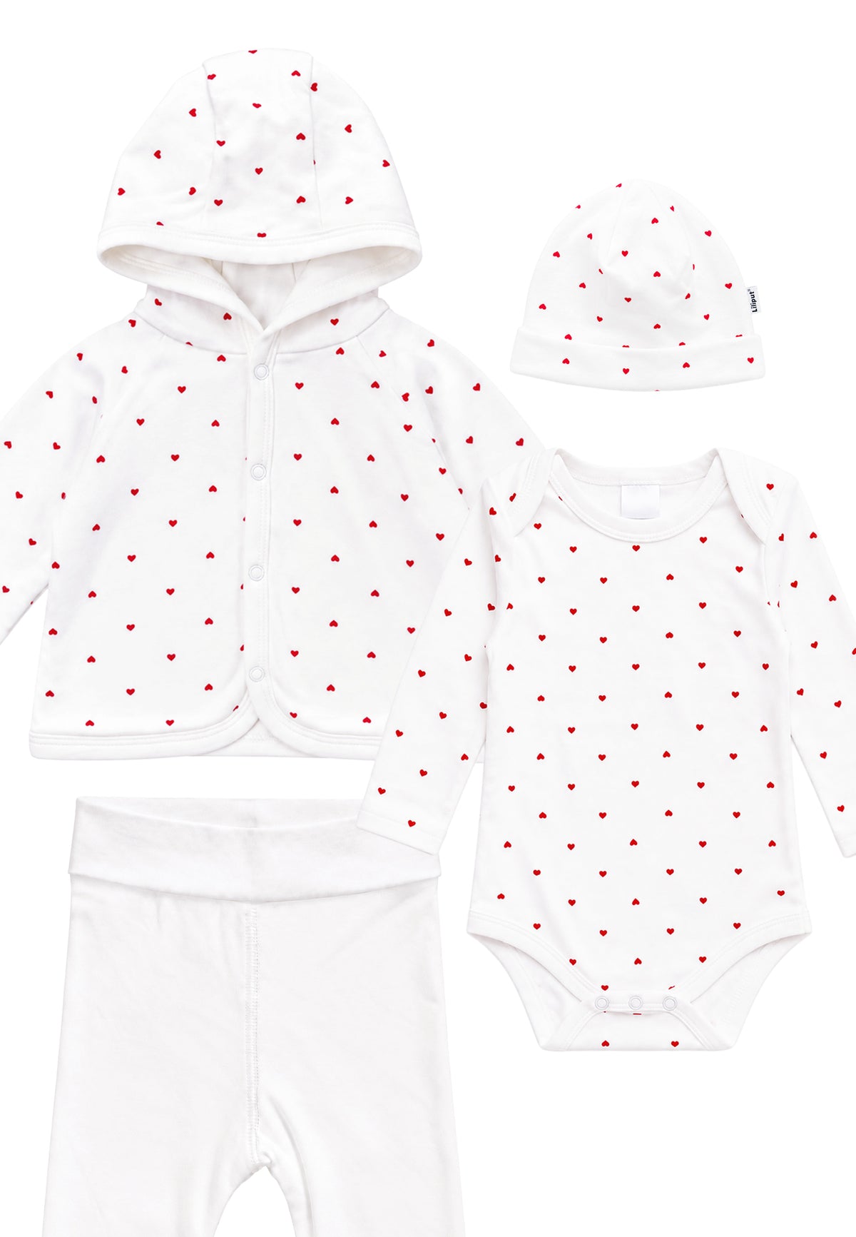 Baby-Set 4 teilig mit Herzchen Print