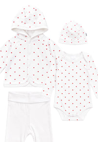 Baby-Set 4 teilig mit Herzchen Print